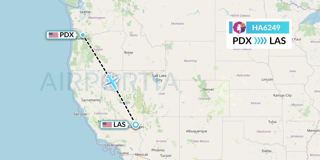 HA6249 Hawaiian Airlines Flight Map: Portland to Las Vegas