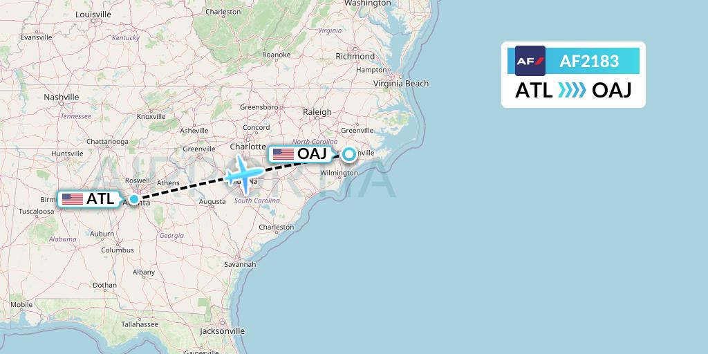 AF2183 Air France Flight Map: Atlanta to Jacksonville