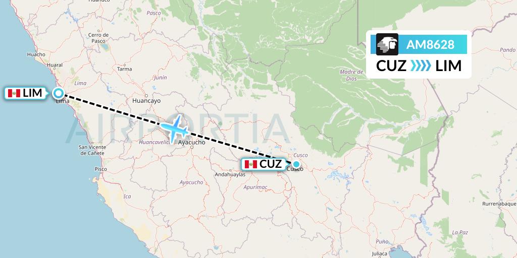 AM8628 Aeromexico Flight Map: Cusco to Lima