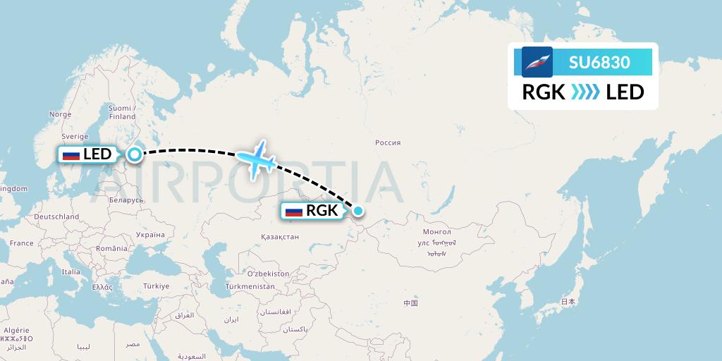SU6830 Aeroflot Flight Map: Gorno-Altaysk to St. Petersburg