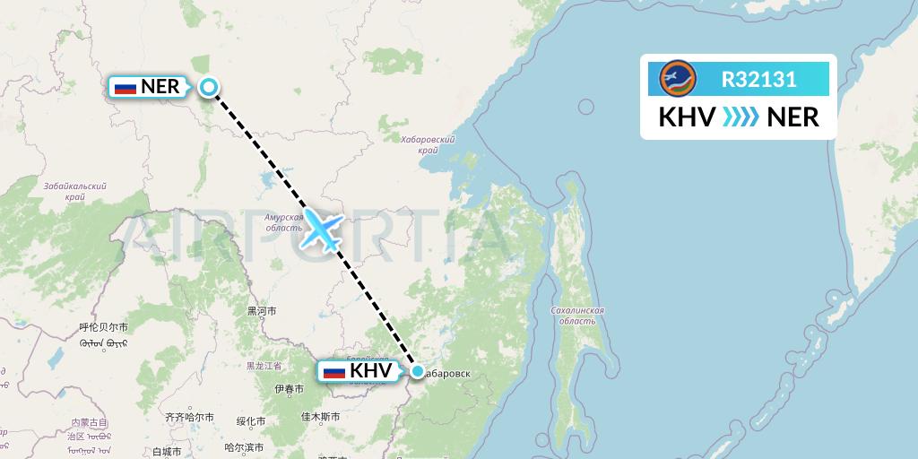 R32131 Yakutia Airlines Flight Map: Khabarovsk to Chulman