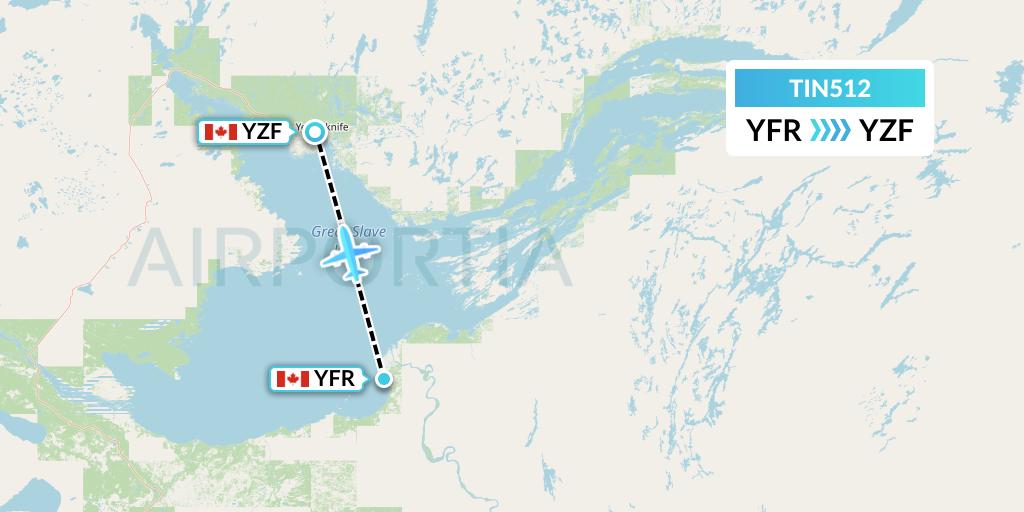 TIN512 Air Tindi Flight Map: Fort Resolution to Yellowknife