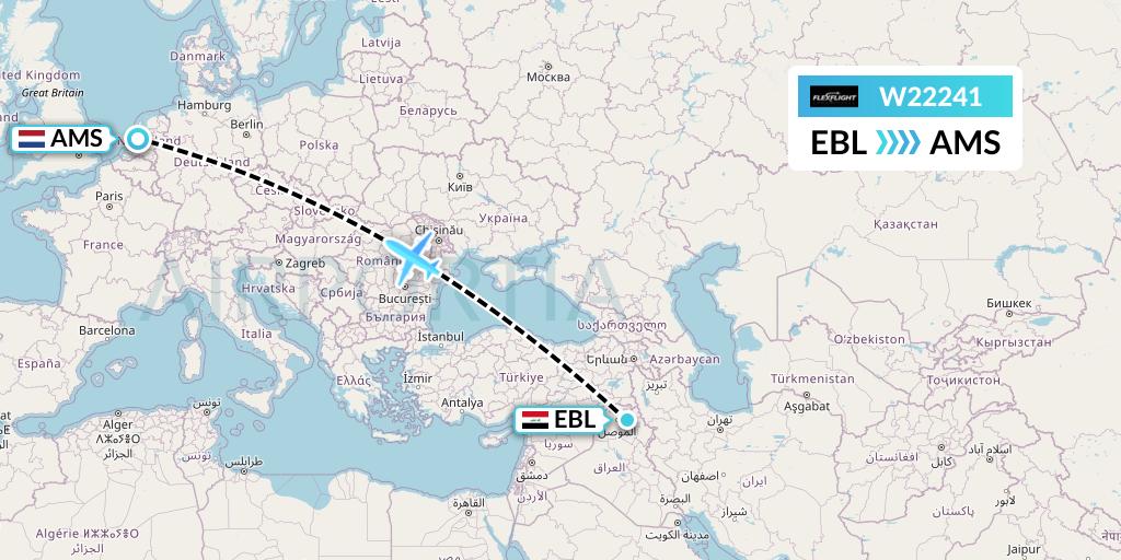 W22241 Flex Flight Flight Map: Arbil to Amsterdam