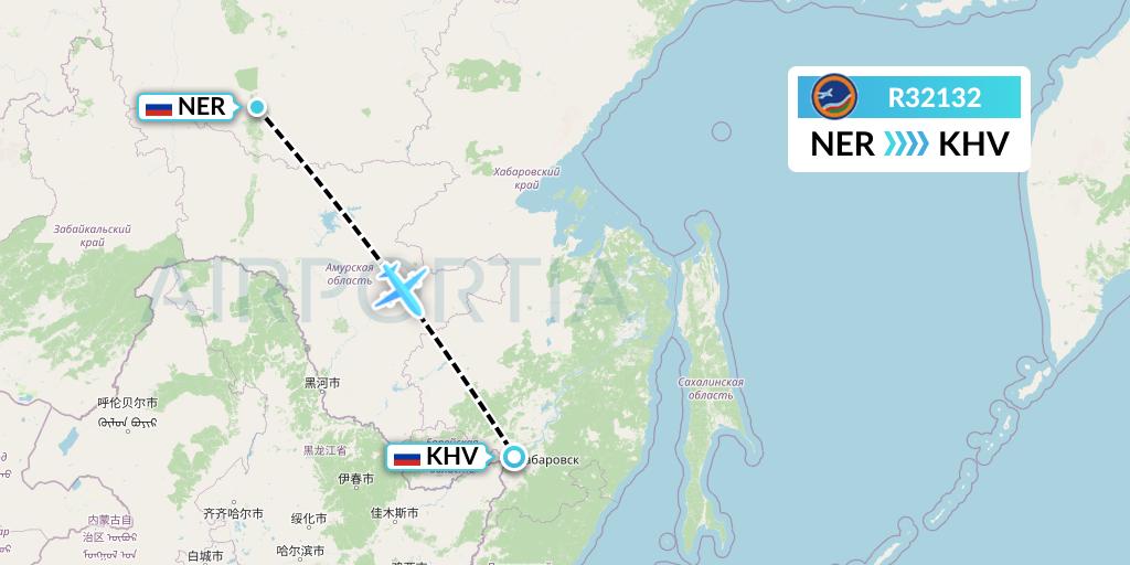 R32132 Yakutia Airlines Flight Map: Chulman to Khabarovsk