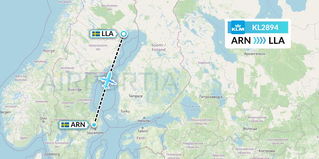 KL2894 KLM Flight Map: Stockholm to Lulea