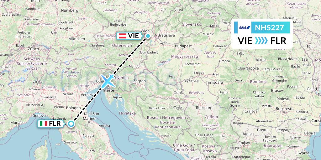 NH5227 All Nippon Airways Flight Map: Vienna to Florence