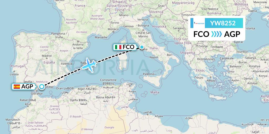 YW8252 Air Nostrum Flight Map: Rome to Malaga