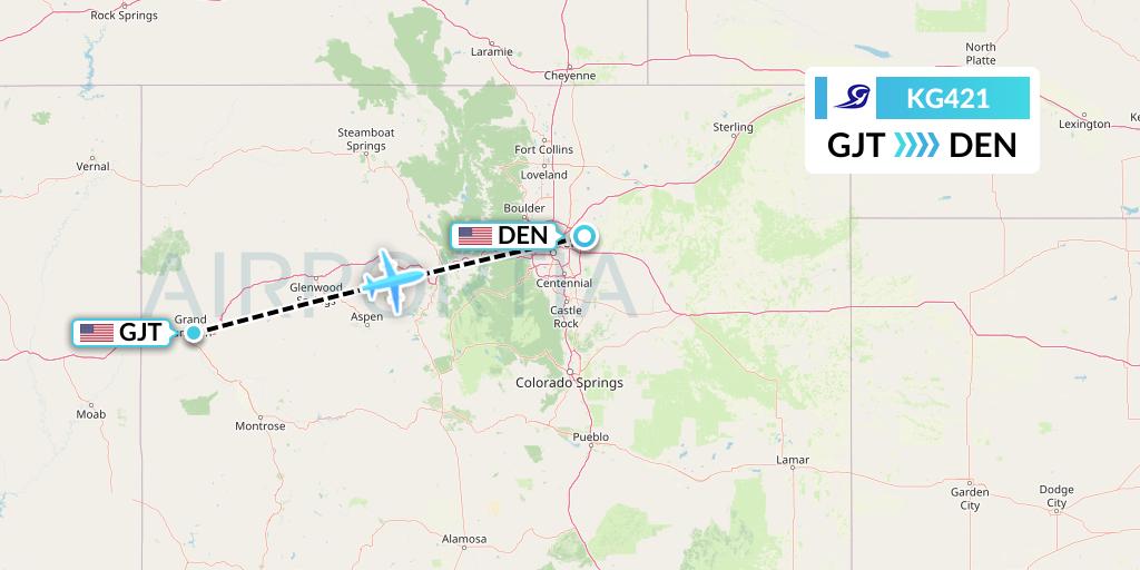 KG421 Key Lime Air Flight Map: Grand Junction to Denver