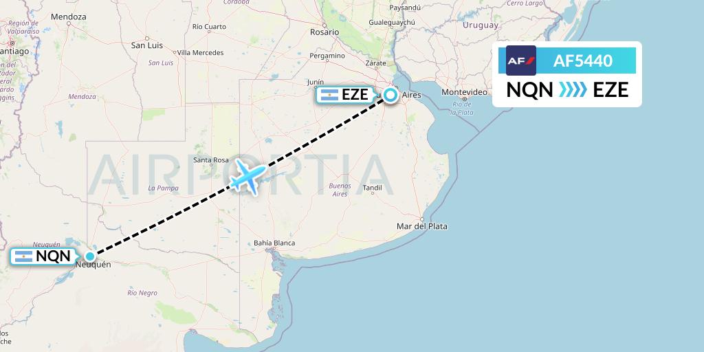 AF5440 Air France Flight Map: Neuquen to Buenos Aires
