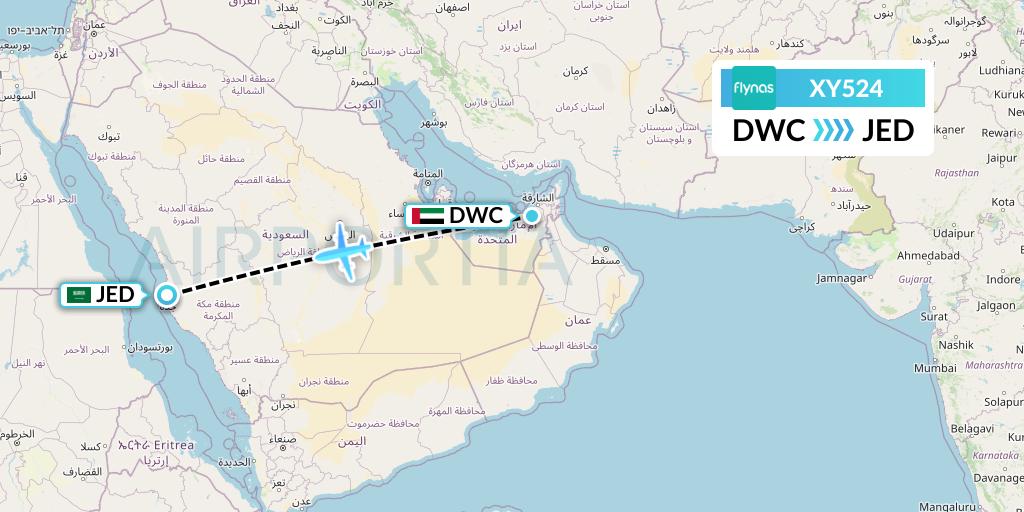XY524 Flynas Flight Map: Dubai to Jeddah