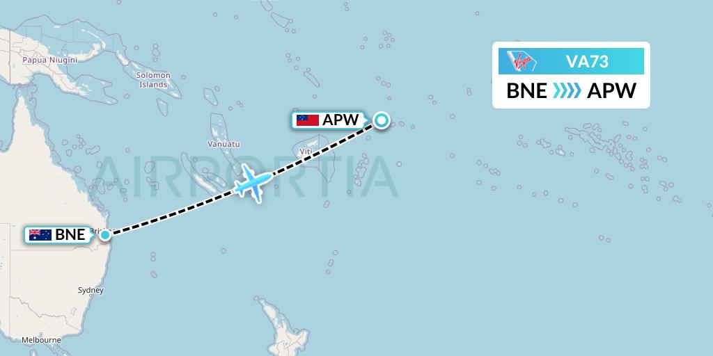 VA73 Virgin Australia Flight Map: Brisbane to Apia