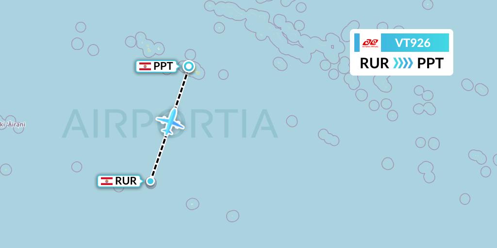 VT926 Air Tahiti Flight Map: French Polynesia to Papeete