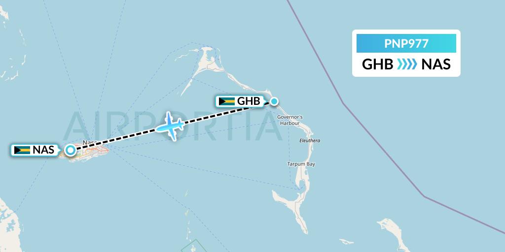 PNP977 Pineapple Air Flight Map: Governor's Harbour to Nassau