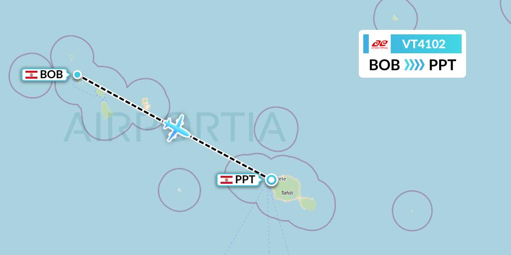 VT4102 Air Tahiti Flight Map: Bora Bora to Papeete