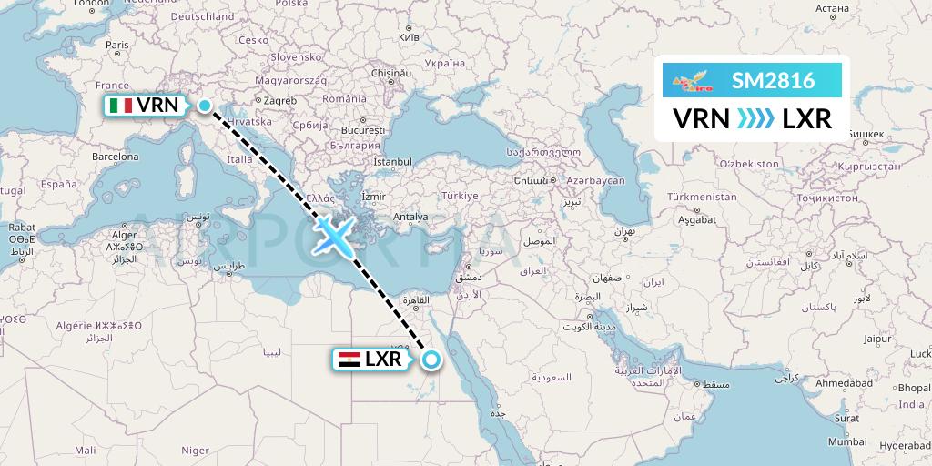 SM2816 Air Cairo Flight Map: Verona to Luxor