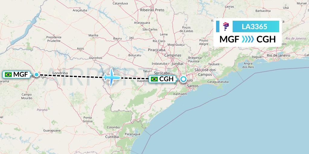 LA3365 LAN Airlines Flight Map: Maringa to Sao Paulo