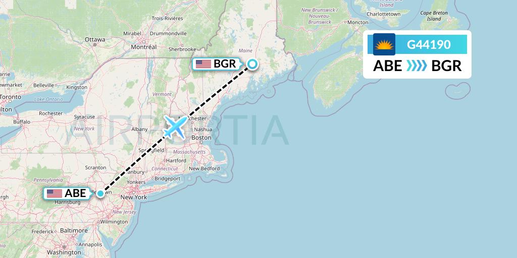 G44190 Allegiant Air Flight Map: Allentown to Bangor
