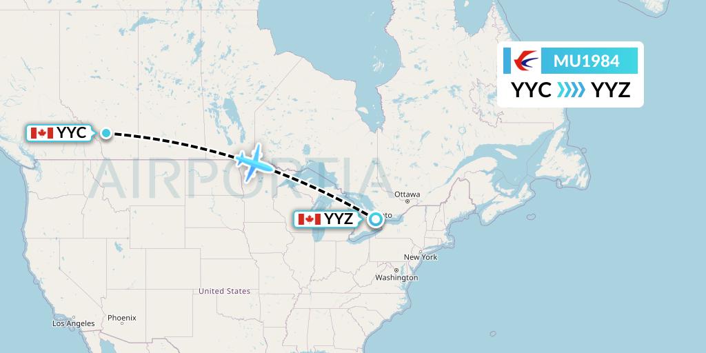 MU1984 China Eastern Airlines Flight Map: Calgary to Toronto