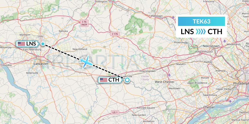 TEK63 Aero-tech Services Flight Map: Lancaster to Coatesville