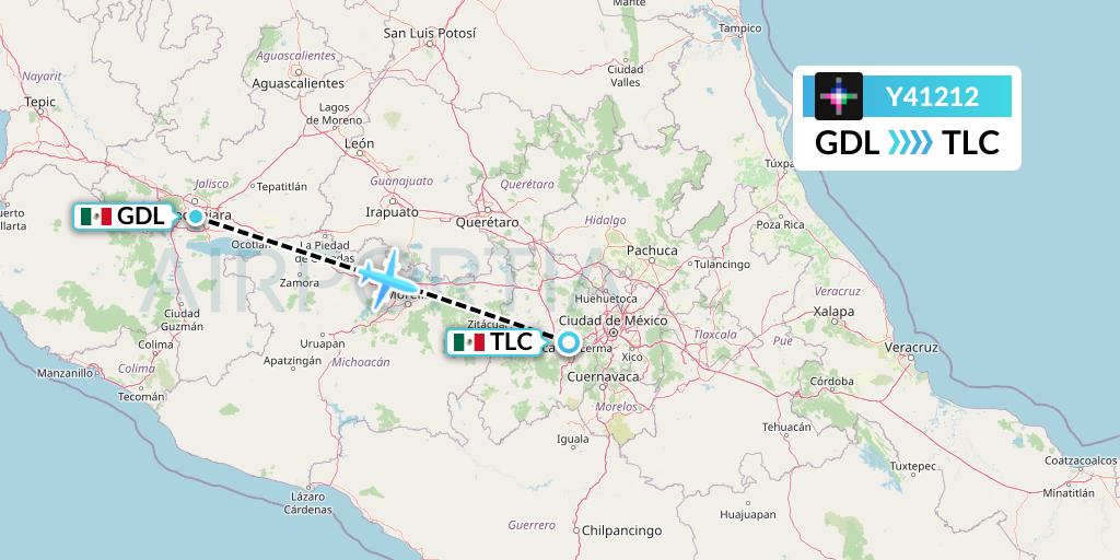 Y41212 Volaris Flight Map: Guadalajara to Mexico City