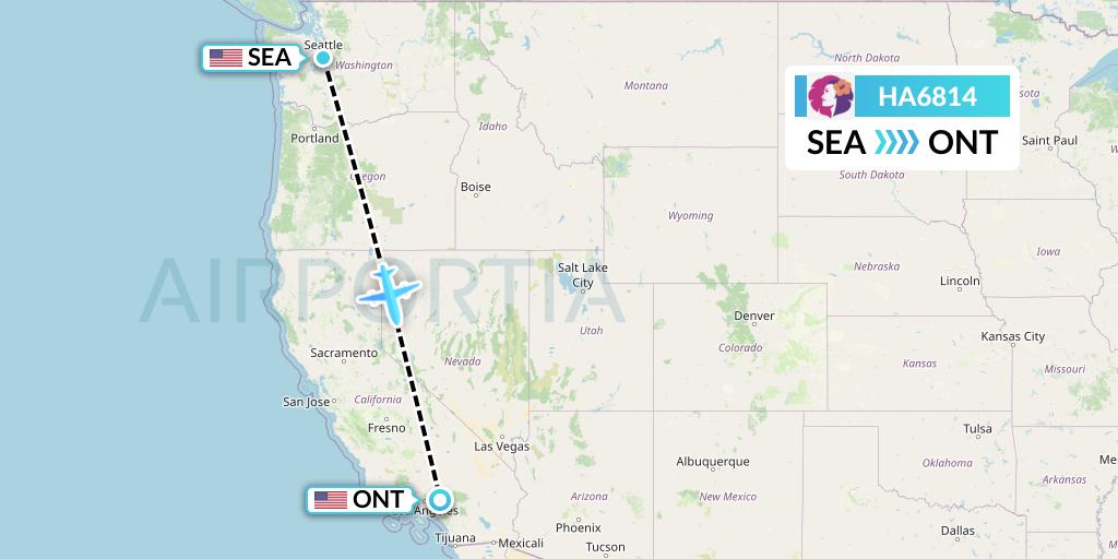 HA6814 Hawaiian Airlines Flight Map: Seattle to Ontario