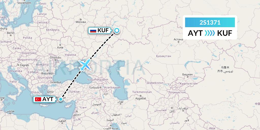 2S1371 Star Equatorial AL Flight Map: Antalya to Samara