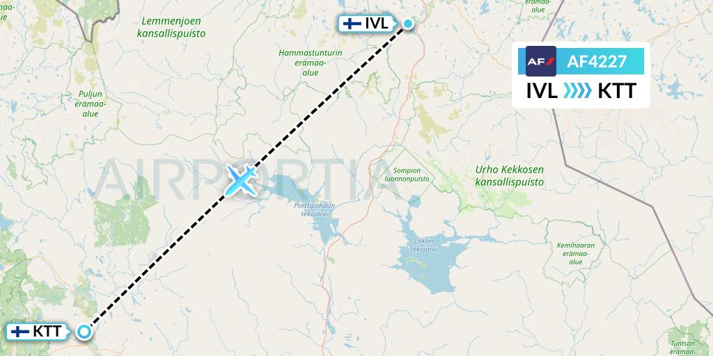AF4227 Air France Flight Map: Ivalo to Kittila