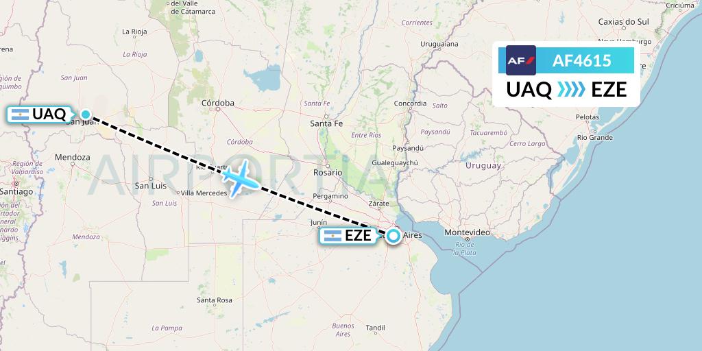 AF4615 Air France Flight Map: San Juan to Buenos Aires