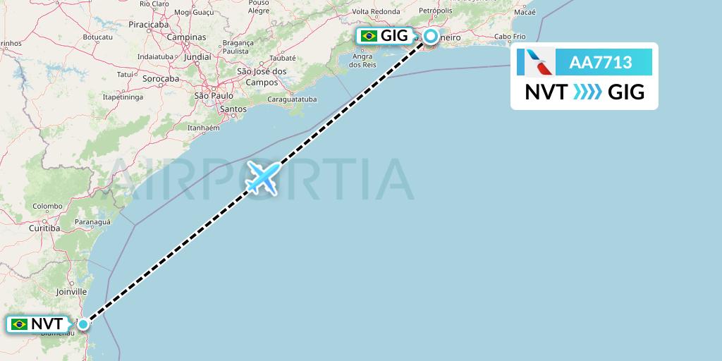 AA7713 American Airlines Flight Map: Navegantes to Rio de Janeiro