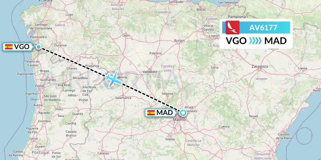 AV6177 Avianca Flight Map: Vigo to Madrid