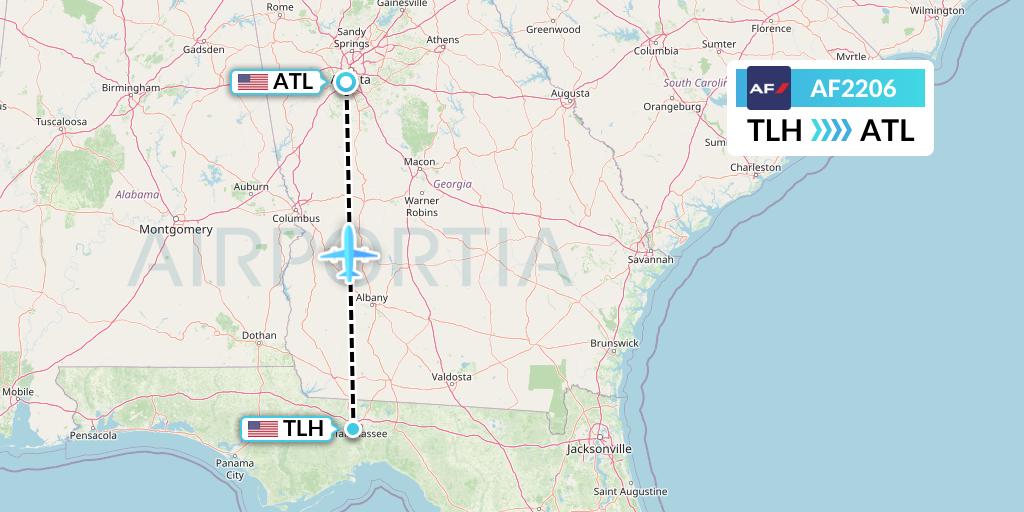 AF2206 Air France Flight Map: Tallahassee to Atlanta