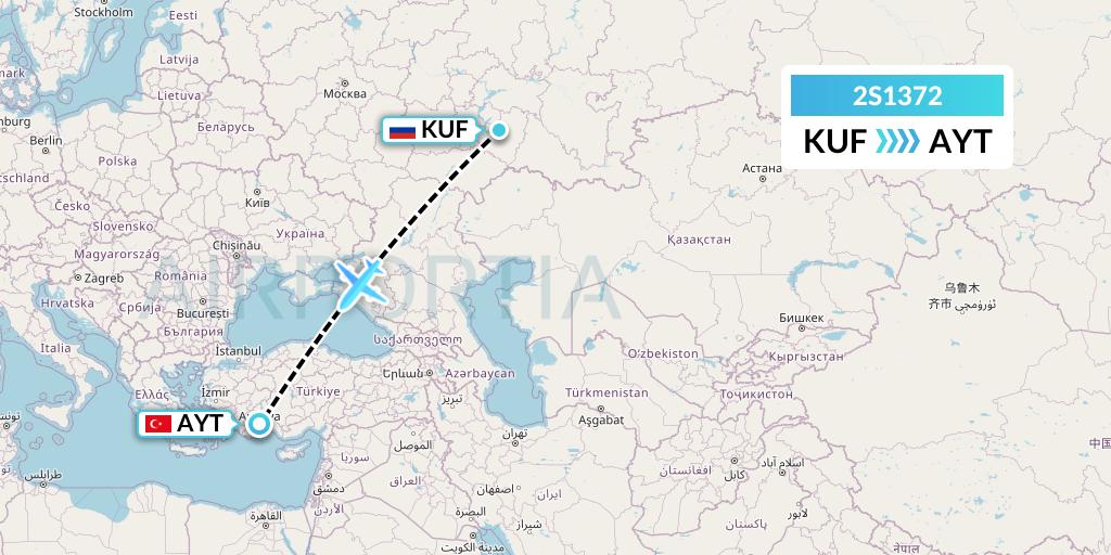 2S1372 Star Equatorial AL Flight Map: Samara to Antalya