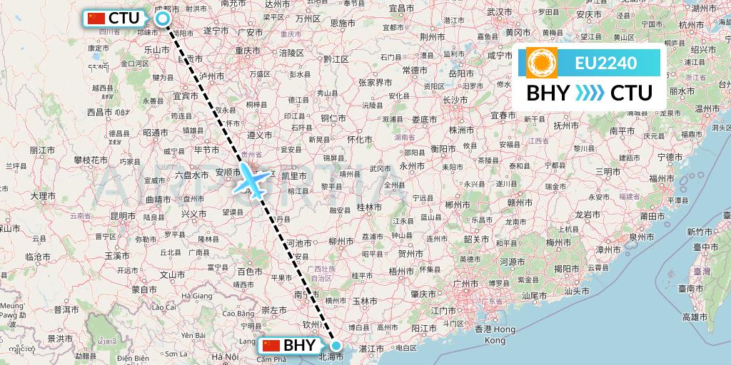 EU2240 Chengdu Airlines Flight Map: Beihai to Chengdu