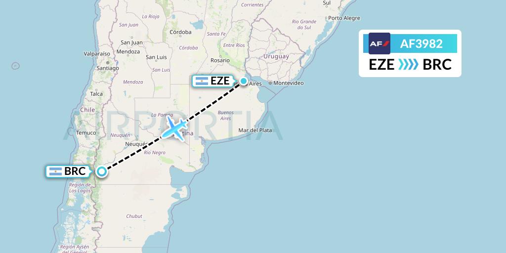 AF3982 Air France Flight Map: Buenos Aires to San Carlos de Bariloche