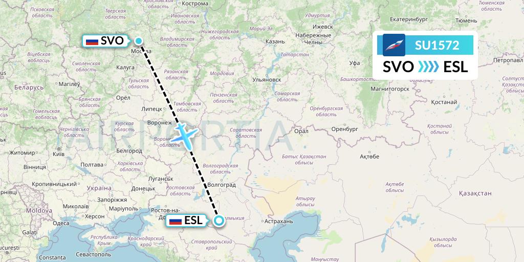 SU1572 Aeroflot Flight Map: Moscow to Elista