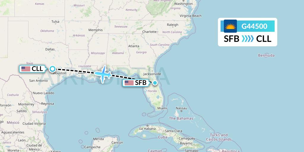 G44500 Allegiant Air Flight Map: Orlando to College Station