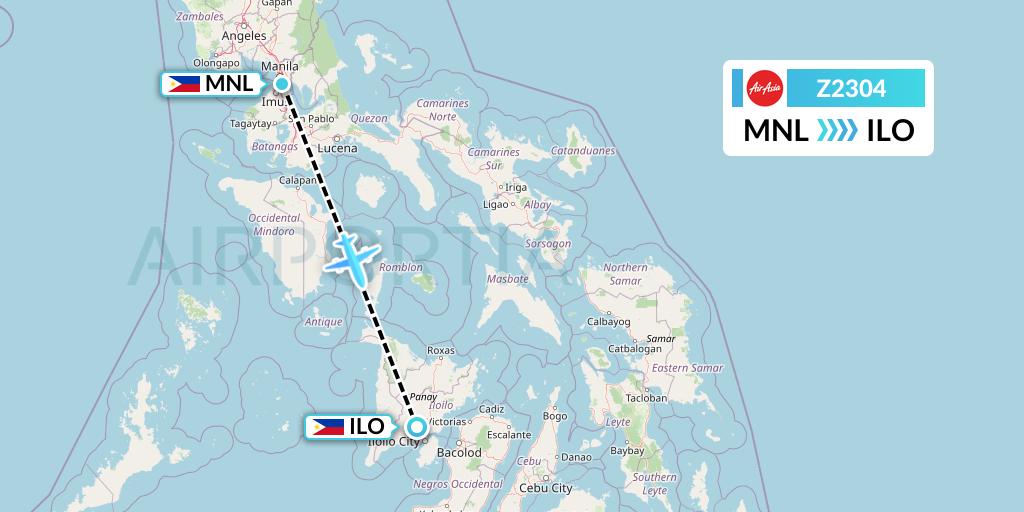 Z2304 Philippines AirAsia Flight Map: Manila to Iloilo