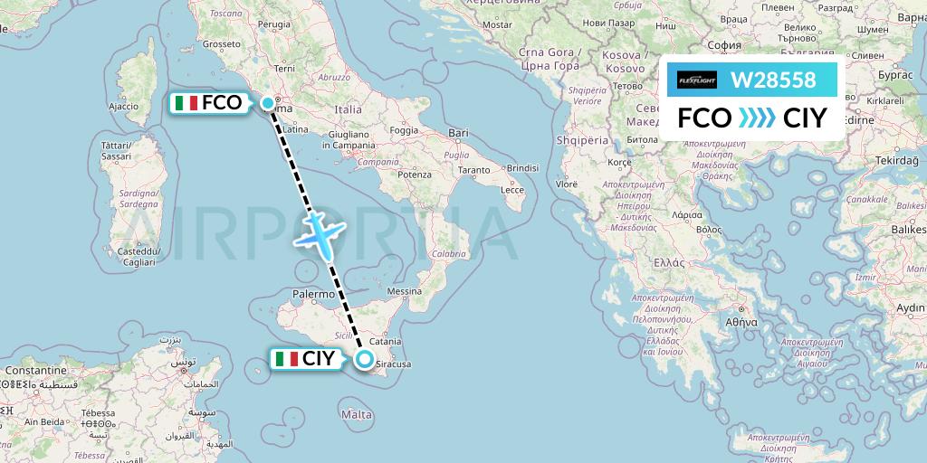 W28558 Flex Flight Flight Map: Rome to Comiso