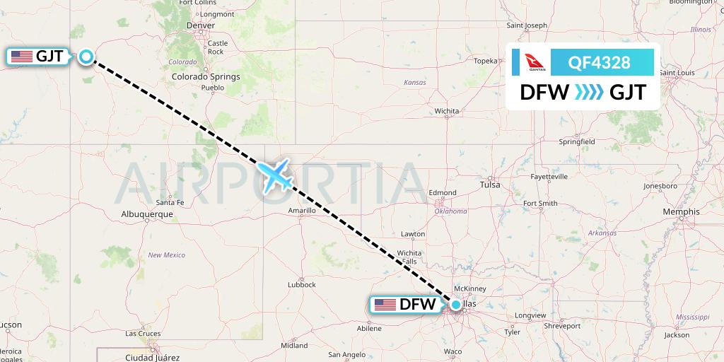 QF4328 Qantas Flight Map: Dallas to Grand Junction