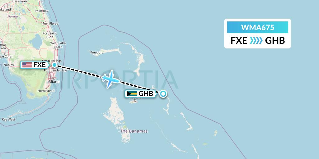 WMA675 Watermakers Air Flight Map: Fort Lauderdale to Governor's Harbour