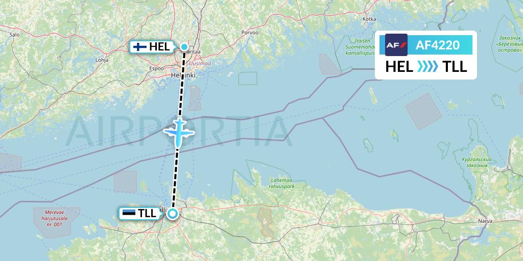 AF4220 Air France Flight Map: Helsinki to Tallinn