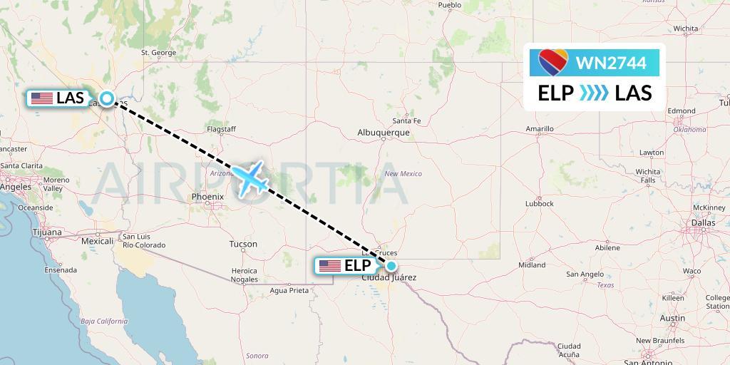 WN2744 Southwest Airlines Flight Map: El Paso to Las Vegas