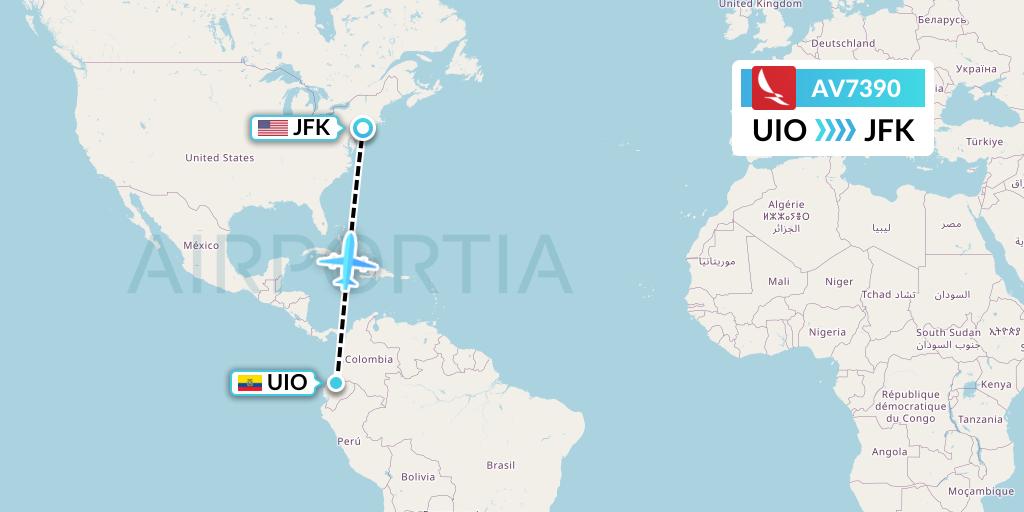 AV7390 Avianca Flight Map: Quito to New York