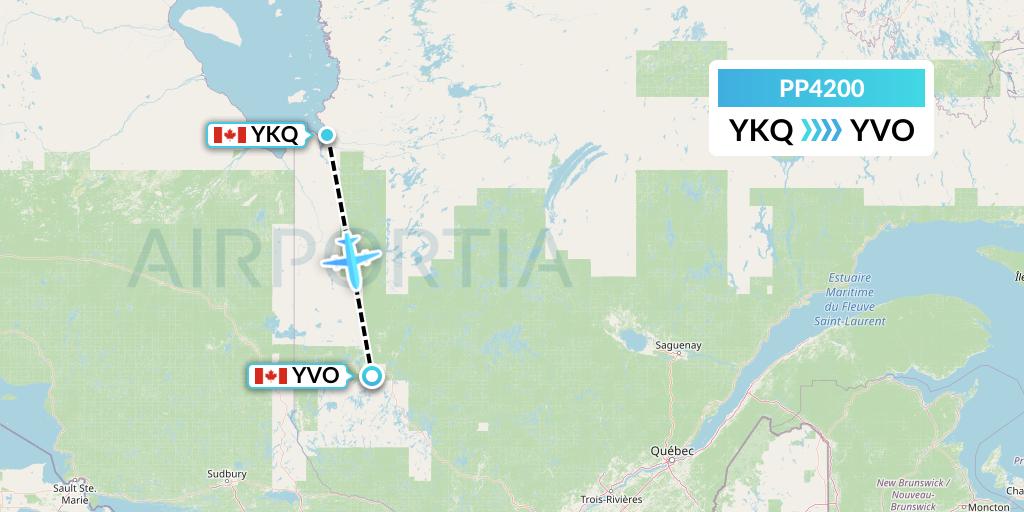 PP4200 Jet Aviation Business Jets Flight Map: Waskaganish to Val-d'Or