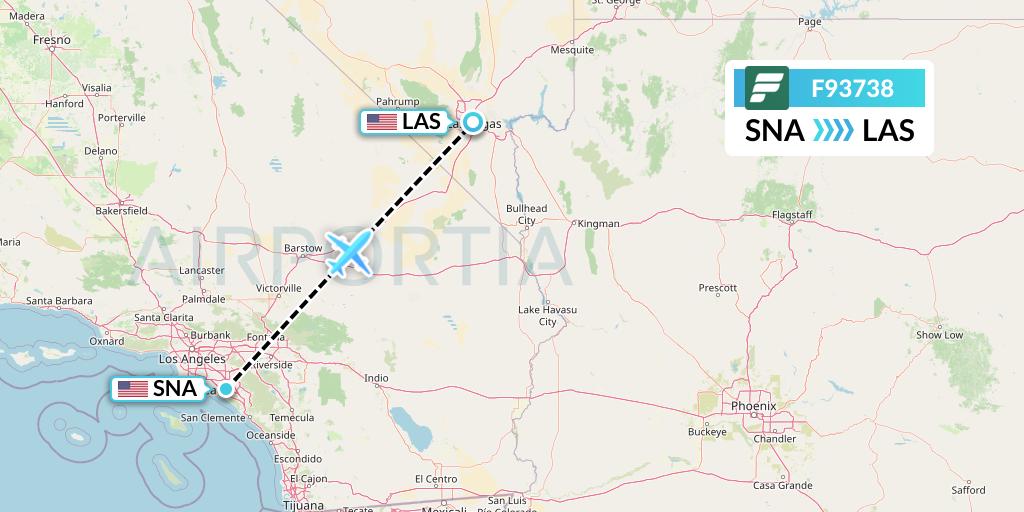 F93738 Frontier Airlines Flight Map: Orange County to Las Vegas