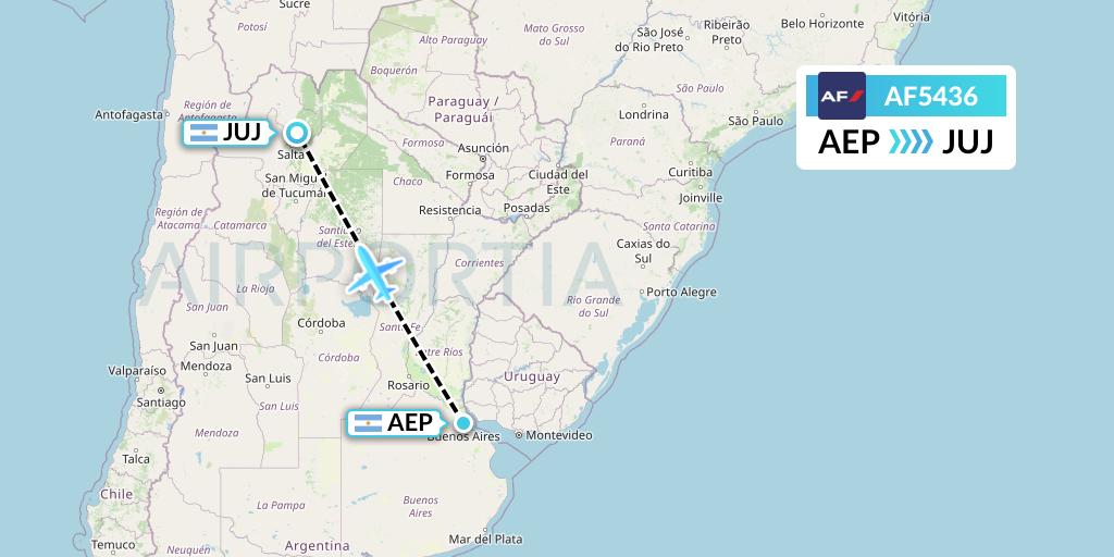AF5436 Air France Flight Map: Buenos Aires to Jujuy