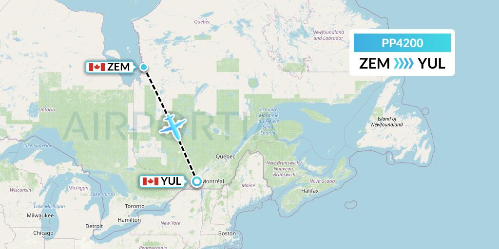 PP4200 Jet Aviation Business Jets Flight Map: Eastmain River to Montreal