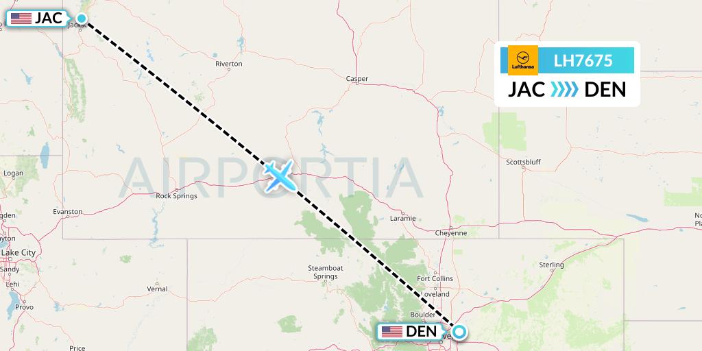 LH7675 Lufthansa Flight Map: Jackson to Denver
