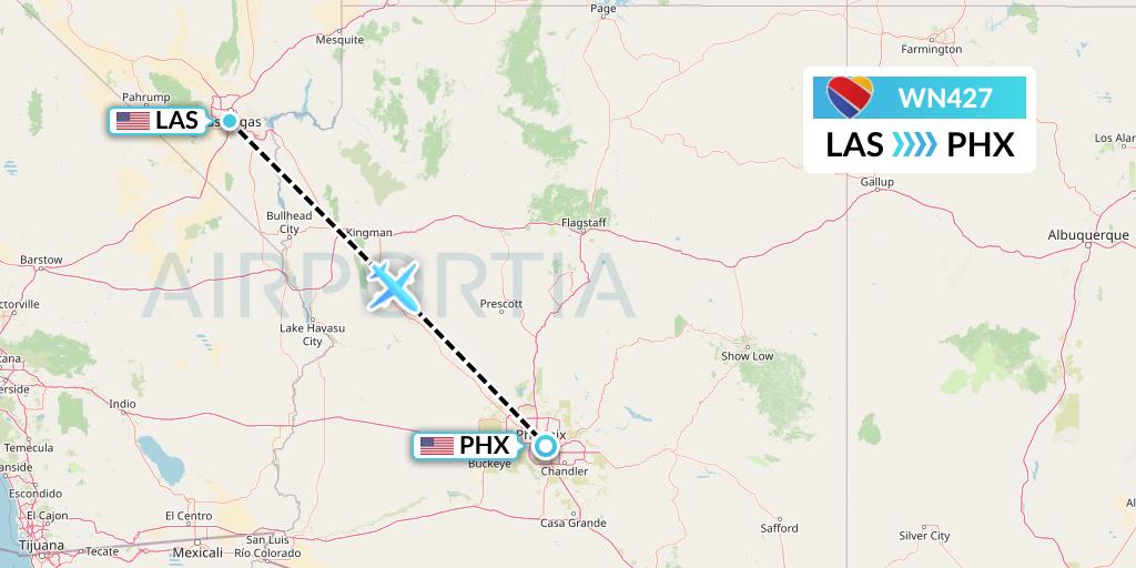 WN427 Southwest Airlines Flight Map: Las Vegas to Phoenix