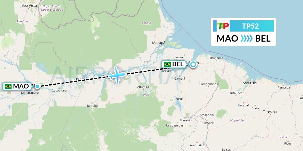 TP52 TAP Portugal Flight Map: Manaus to Belem